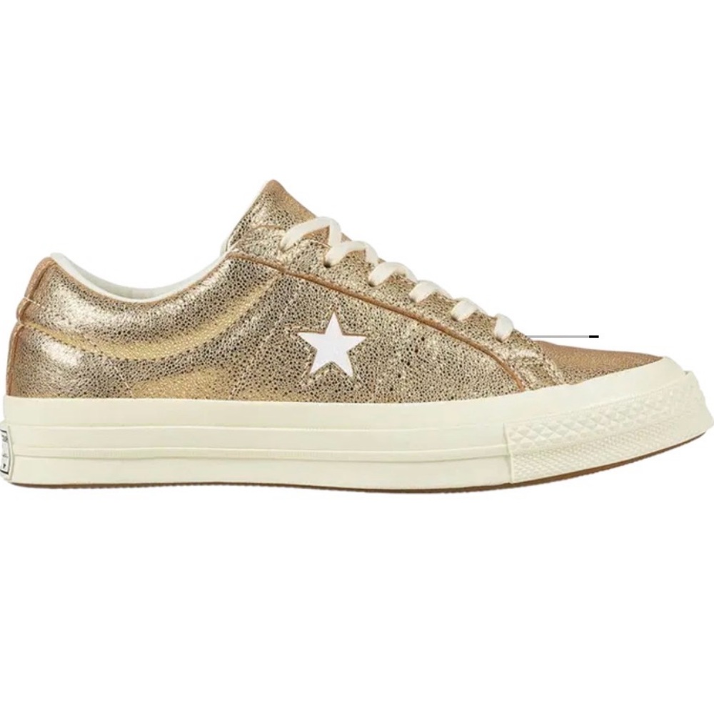 Converse Ox Retro One Star Gold Metallic Cream Sole Leather Shoes